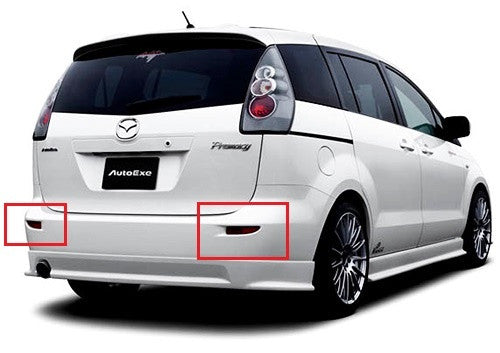 2x LED Bumper Reflector Assembly Red lens Tail Brake Light Red Mazda 3 5 6