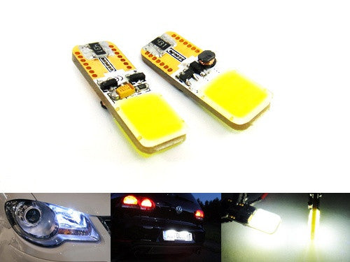 2 pieces of 6W High Power COB LED Error Free T10 168 194 2825 501 W5W wedge Light bulb white