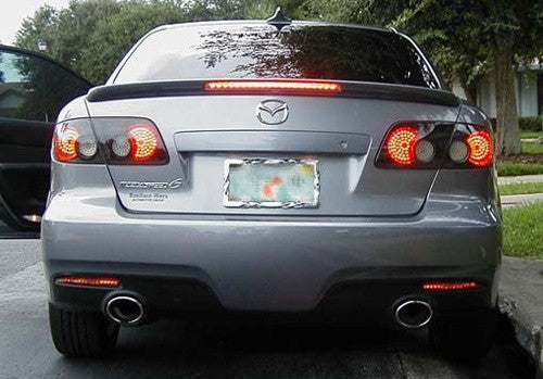 2x LED Bumper Reflector Red lens Tail Brake Light lamp Red 03-08 Mazda6 Mazda 6