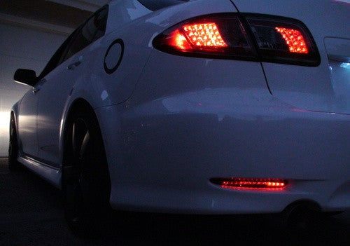 2x LED Bumper Reflector Red lens Tail Brake Light lamp Red 03-08 Mazda6 Mazda 6