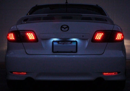 2x LED Bumper Reflector Red lens Tail Brake Light lamp Red 03-08 Mazda6 Mazda 6