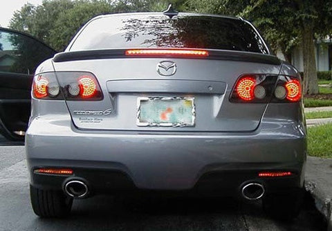 2x LED Bumper Reflector Black Smoked lens Tail Brake Light lamp Red 03-08 Mazda6 Mazda 6