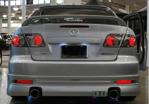2x LED Bumper Reflector Black Smoked lens Tail Brake Light lamp Red 03-08 Mazda6 Mazda 6