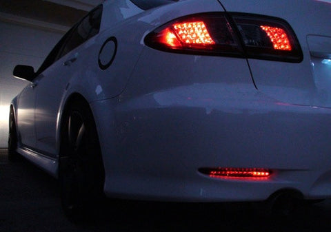 2x LED Bumper Reflector Black Smoked lens Tail Brake Light lamp Red 03-08 Mazda6 Mazda 6