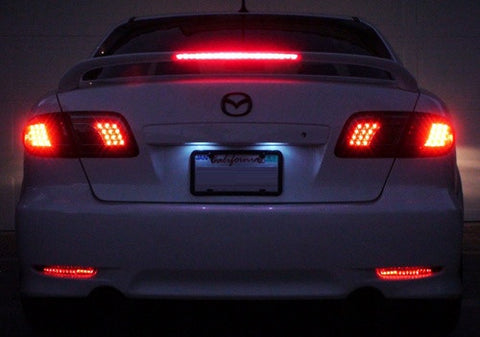 2x LED Bumper Reflector Black Smoked lens Tail Brake Light lamp Red 03-08 Mazda6 Mazda 6