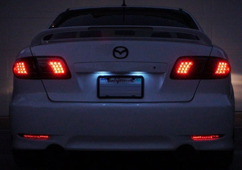2x LED Bumper Reflector Black Smoked lens Tail Brake Light lamp Red 03-08 Mazda6 Mazda 6
