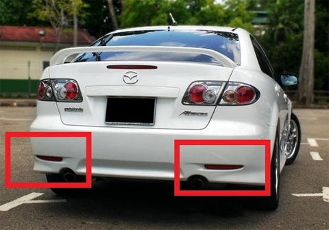 2x LED Bumper Reflector Black Smoked lens Tail Brake Light lamp Red 03-08 Mazda6 Mazda 6