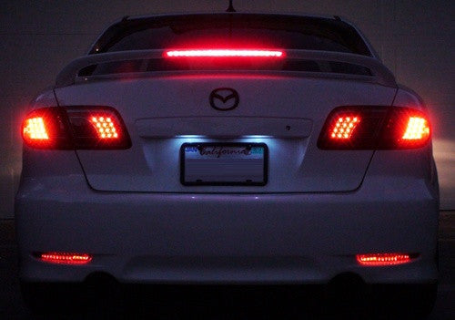 2x LED Bumper Reflector Clear lens Tail Brake Light Red Backup lamp White 03-08 Mazda6 Mazda 6