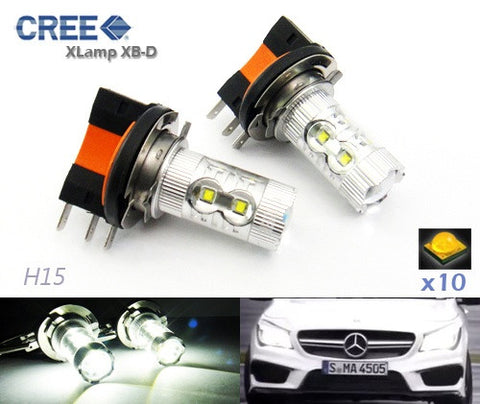 2 pieces of H15 64176 10X CREE XB-D LED Projector Light bulb 50W white