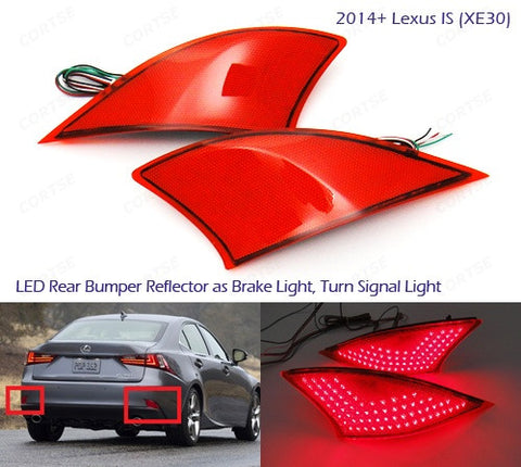2x LED Bumper Reflector Red lens Tail Brake Light lamp Red XE30 2013+ Lexus IS 250 350