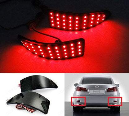 2x LED Bumper Reflector Black Smoked lens Tail Brake Light lamp Red XE20 2006-13 Lexus IS 250 350
