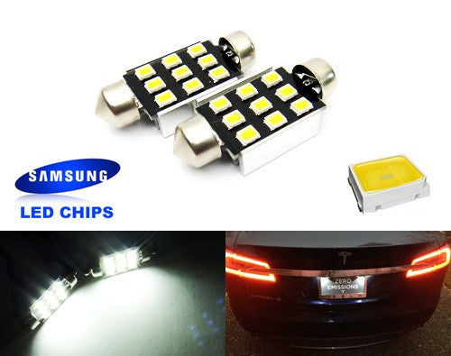 2x SAMSUNG 9 High Power 2835 SMD LED 37mm C5W 6418 Error Free Festoon bulb white