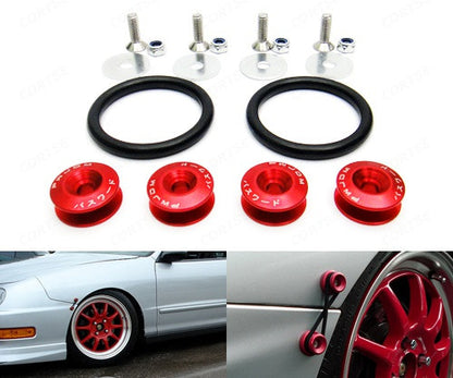 Quick Release Bumper Fender Trunk / Hatch Lid Fastener kit red