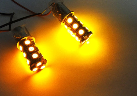 2 pieces of 18 High Power SMD LED PY21W 581 BAU15s Light bulb amber