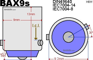 2 pieces of BAX9s H6W 64132 High Power LED Projector Light bulb with Plasma SMD LED 7.5W white