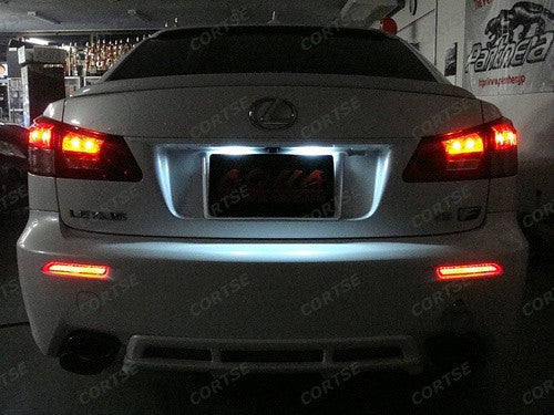 2 pieces of LED Bumper Reflector Clear lens Tail Brake Light lamp Red Alphard 08+