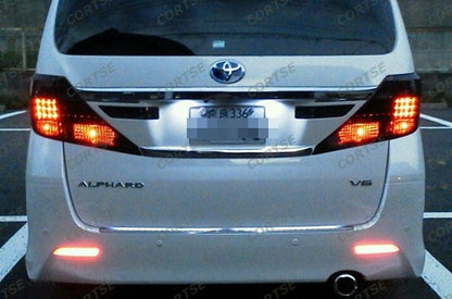 2 pieces of LED Bumper Reflector Clear lens Tail Brake Light lamp Red Alphard 08+