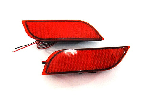 2x LED Bumper Reflector Assembly Red lens Tail Brake Light Red 2008+ Subaru Impreza