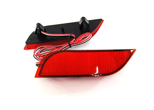 2x LED Bumper Reflector Assembly Red lens Tail Brake Light Red 2008+ Subaru Impreza