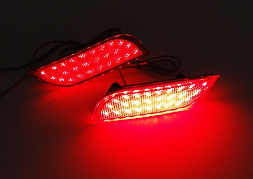 2x LED Bumper Reflector Assembly Red lens Tail Brake Light Red 2008+ Subaru Impreza