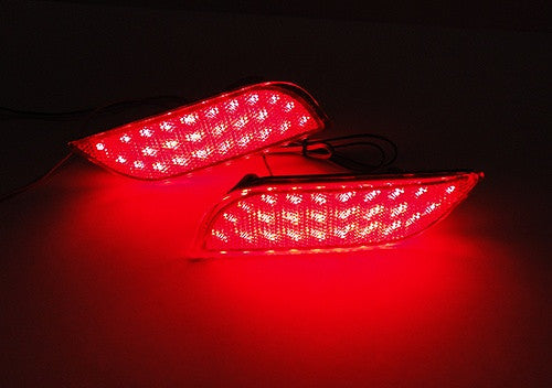 2x LED Bumper Reflector Assembly Red lens Tail Brake Light Red 2008+ Subaru Impreza