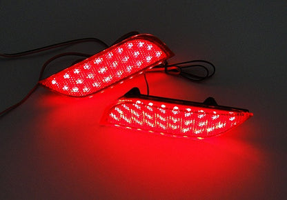 2x LED Bumper Reflector Assembly Red lens Tail Brake Light Red 2008+ Subaru Impreza