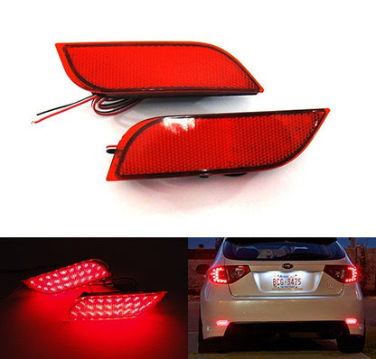2x LED Bumper Reflector Assembly Red lens Tail Brake Light Red 2008+ Subaru Impreza