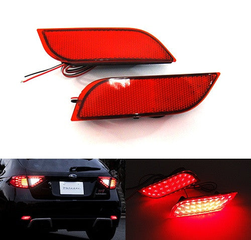 2x LED Bumper Reflector Assembly Red lens Tail Brake Light Red 2008+ Subaru Impreza