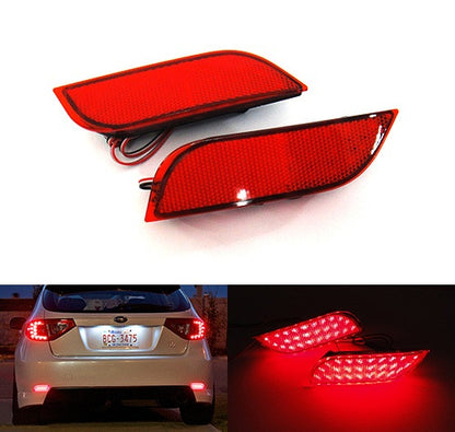 2x LED Bumper Reflector Assembly Red lens Tail Brake Light Red 2008+ Subaru Impreza