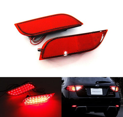 2x LED Bumper Reflector Assembly Red lens Tail Brake Light Red 2008+ Subaru Impreza