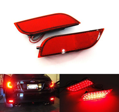 2x LED Bumper Reflector Assembly Red lens Tail Brake Light Red 2008+ Subaru Impreza