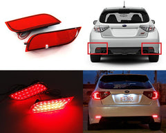 2x LED Bumper Reflector Assembly Red lens Tail Brake Light Red 2008+ Subaru Impreza