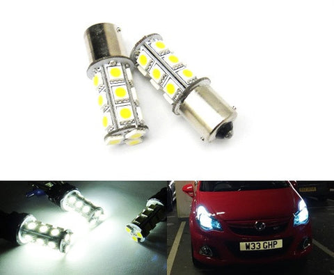 2 pieces of 18 High Power SMD LED 382 (P21W) 1156 7506 207 BA15s Light bulb white