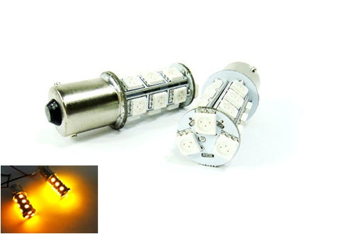2 pieces of 18 High Power SMD LED 382 (P21W) 1156 7506 BA15s Light bulb amber