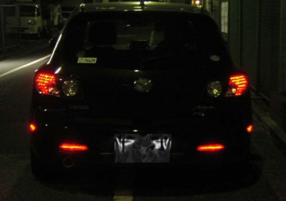 2x LED Bumper Reflector Black Smoked lens Tail Brake Light lamp Red 04-09 Mazda3 Mazdaspeed3