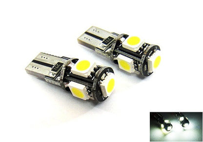 2 pieces of 5 High Power SMD LED No Error T10 168 194 2825 501 W5W wedge light bulb white