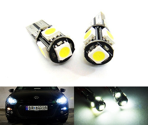 2 pieces of 5 High Power SMD LED No Error T10 168 194 2825 501 W5W wedge light bulb white