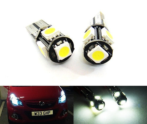 2 pieces of 5 High Power SMD LED No Error T10 168 194 2825 501 W5W wedge light bulb white