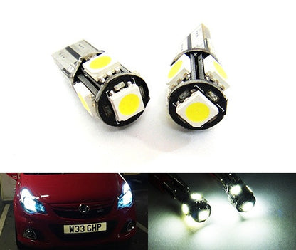 2 pieces of 5 High Power SMD LED No Error T10 168 194 2825 501 W5W wedge light bulb white