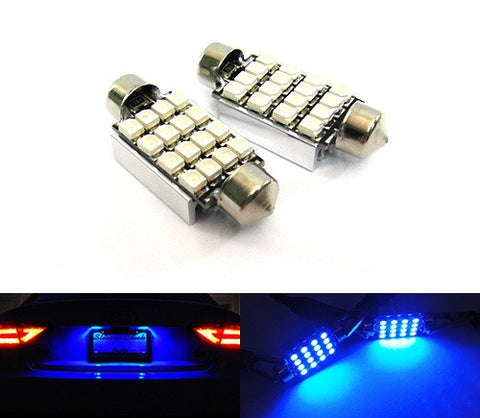 2 pieces of Error Free 16 SMD LED 37mm C5W 239 272 6418 Festoon bulb blue