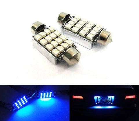 2 pieces of Error Free 16 SMD LED 37mm C5W 239 272 6418 Festoon bulb blue