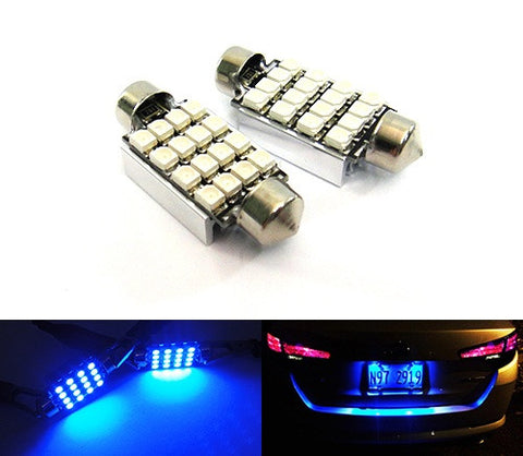 2 pieces of Error Free 16 SMD LED 37mm C5W 239 272 6418 Festoon bulb blue