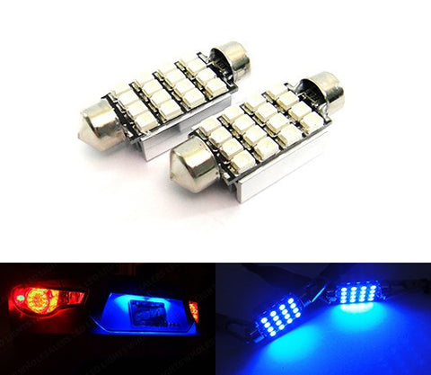 2 pieces of Error Free 16 SMD LED 37mm C5W 239 272 6418 Festoon bulb blue