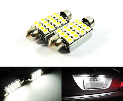 2 pieces of Error Free 16 SMD LED 37mm C5W 272 6418 Festoon bulb white