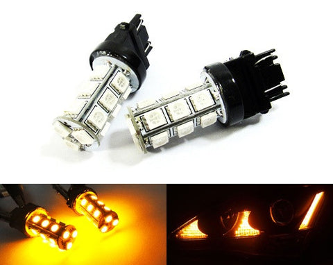 2 pieces of 18 high power SMD LED 3156 P27W 3157 3057 P27/7W Light bulb Amber