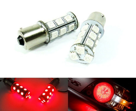 2 pieces of 18 High Power SMD LED 382 (P21W) 1156 7506 207 BA15s Light bulb red