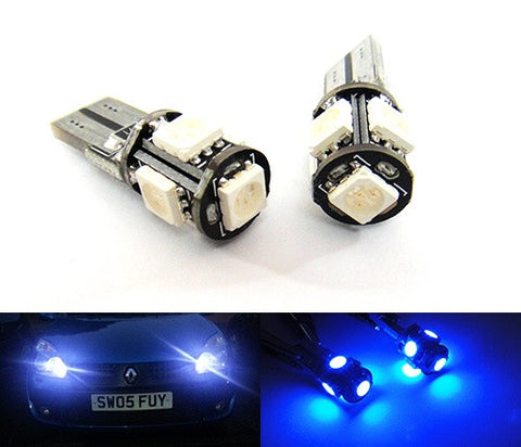 2 pieces of 5 High Power SMD LED No Error T10 168 194 2825 501 W5W wedge light bulb Blue