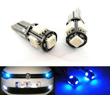 2 pieces of 5 High Power SMD LED No Error T10 168 194 2825 501 W5W wedge light bulb Blue