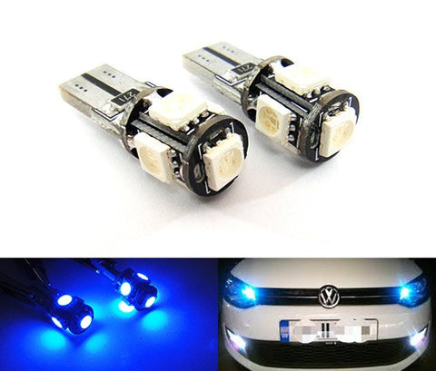 2 pieces of 5 High Power SMD LED No Error T10 168 194 2825 501 W5W wedge light bulb Blue