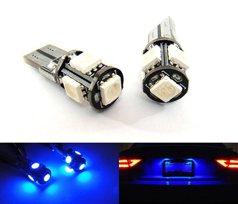 2 pieces of 5 High Power SMD LED No Error T10 168 194 2825 501 W5W wedge light bulb Blue